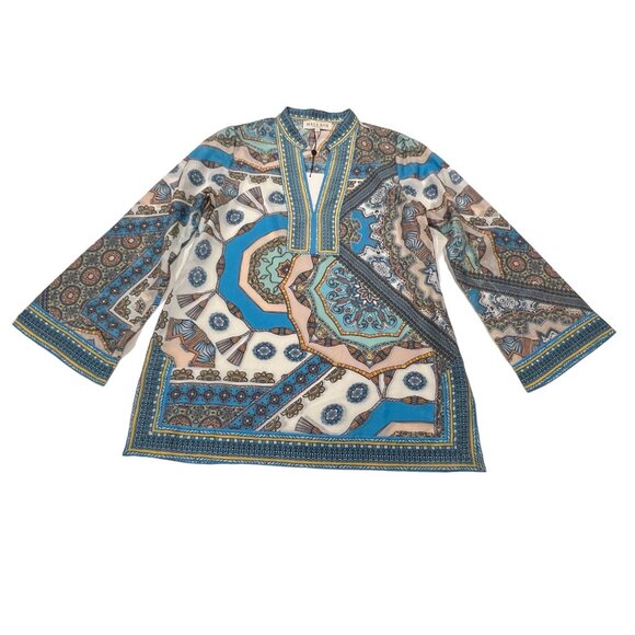 Hale Bob ‘Joanna’ Boho Print Tunic Top, NWT, Blue, S - Picture 3 of 10